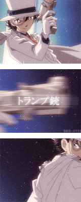 soramairo:30 days Detective Conan gif ChallengeDay 24 ● Favourite GadgetKaitou Kid’s Card Gun
