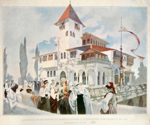 Het Paviljoen van Bosnië & Herzegovina op de Parijse Wereldtentoonstelling van 1900, een ontwerp