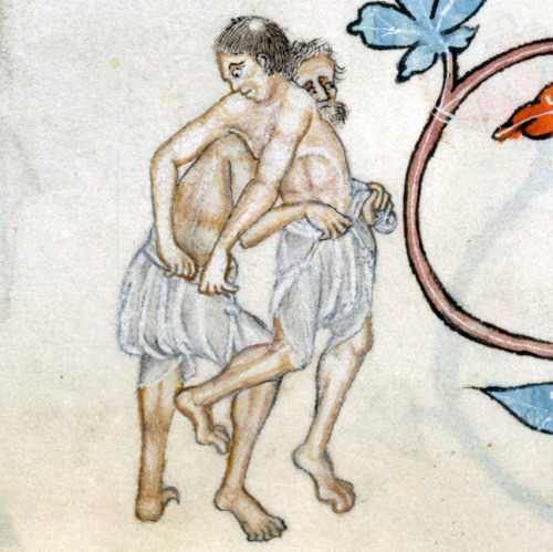 wrestlersLuttrell Psalter, England ca. 1325-1340British Library, Add 42130, fol. 54v