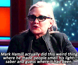 teamleiasolo:Carrie Fisher’s Other Star Wars Revelations on Late Show with Stephen Colbert [x]