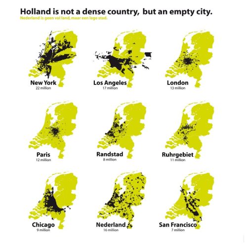 mapsontheweb:Holland is not a dense country, but an empty city.More size comparison maps »