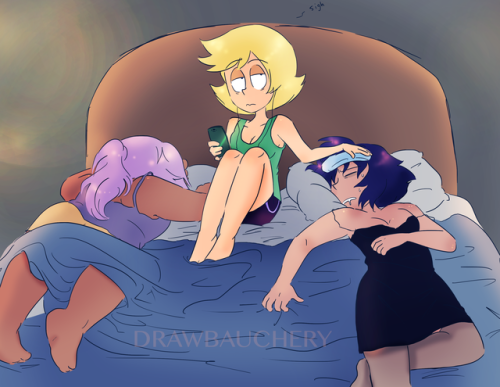 @lapamedotweek day 2, drunk. lapis and amethyst try going to parties sometimes. never ends well for anybody