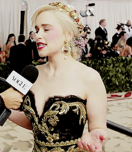 Emilia Clarke Being Interviewed At The Met Gala, 2018