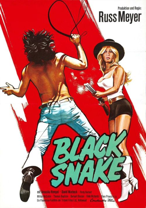 michaelallanleonard: German poster for Russ Meyer’s ‘Black Snake’, 1973.