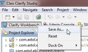 Clarify Studio Save As Perspective toolbar