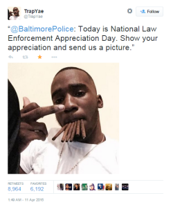 crime-she-typed:  hooyoda:  Fave tweets from National Law Enforcement Appreciation Day. LMFAO yaas that freedom of speech   Boy in the Army uniform was the icing on the cake for me👌  ^^same 👏🏾✊🏾