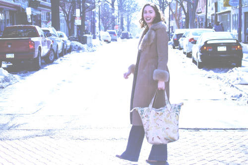 Who else is over winter…Vintage Camel Sheerling coat ( So freaking warm ) from Malenas Vintag