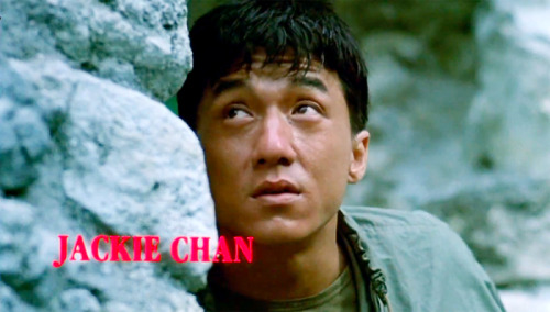 One of the rare times Jackie Chan had short hair. Except he broke his head while filming so he only 