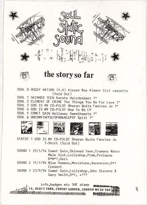 1994 Flyer For UK Record Label Soul Static Sound.