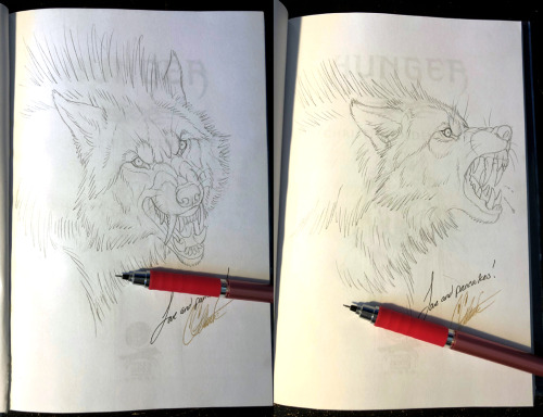 Here are a couple of examples of the werewolf drawings that I do for my illustrated hardcovers. Duri