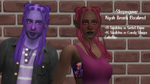 grimreapergnome:@sleepingsims‘ Nyah Braids RecoloredUnisex Teen-Elder (Tagged as feminine.)76 Swatch