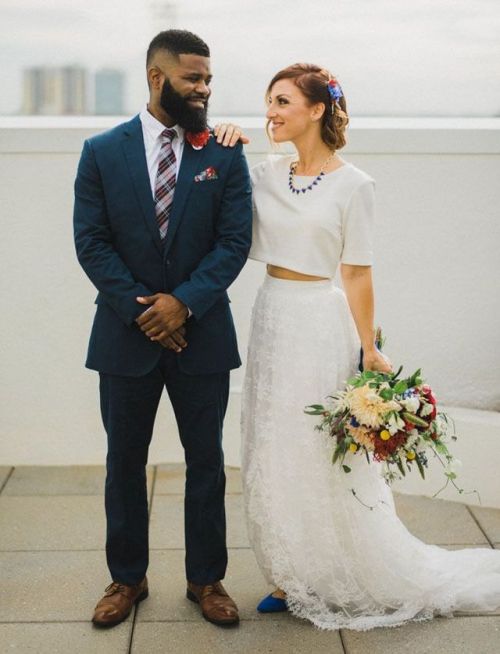 interracialaesthetic: She caught the bouquet, but her mind was already made up !!