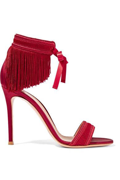 Gianvito Rossi Fringed satin sandals $398