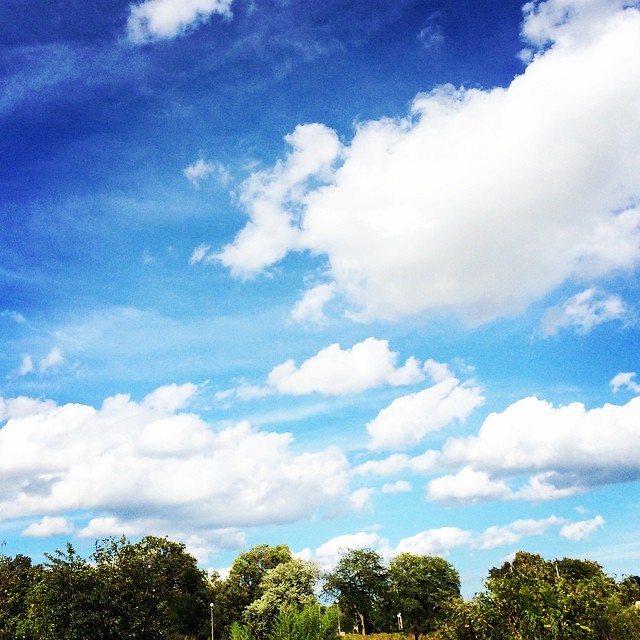 Labor Day in Humboldt Park: Lagoons and barbecues and passersby, 3 cloud-watchers saw an arrow pierce the sky! (at Humboldt Park Boat House)