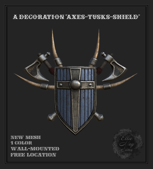 elliemaysims:A decoration “Aхes-Tusks-Shield”/ Украшение “Топоры-Бивни-Щит”New mesh/ новый меш1 colo