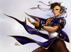 thecyberwolf:  Chun-Li &amp; Cammy  by Lixin Wang (Tixie Lix)