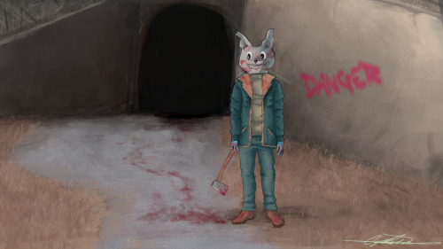 captaindaerisart:Slashtober 3: Bunnywhat if i axed you in the face next to the danger graffiti… haha