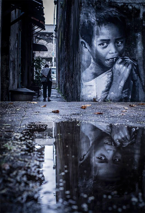 veryprivateart:Street art by Julia Volchkova Penang, Malaysia Photo Patrick Loo