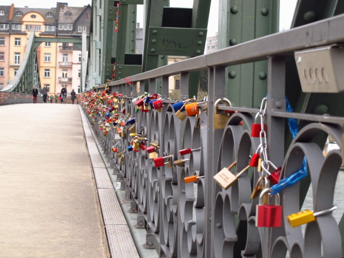 Crossing Main on the Eiserner Steg, Frankfurt &ldquo;crossing dark seas, meeting people of cultu