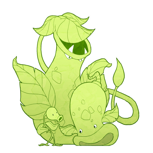 I love these two evolution families! Creepy gobble-monster plants and evil overlord jellyfish! I had