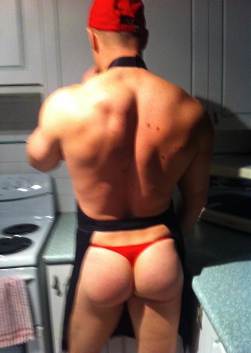 menwearingthongs:  Yum! Love that ass and thong! How all guys should dress while they cook
