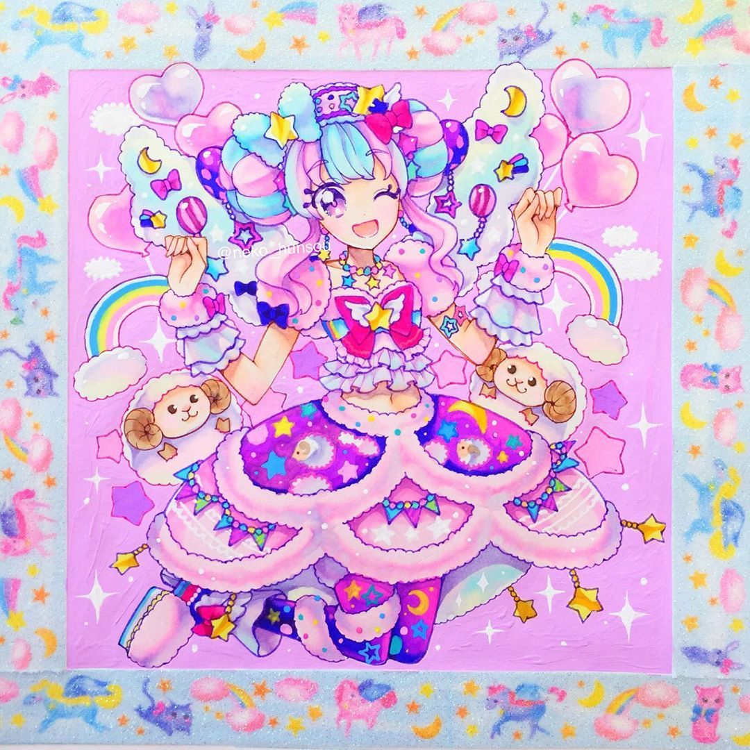 猫扮装 コピックde魔法少女 アイカツスターズ 花園きらら ちゃん生誕祭イラスト Aikatsu