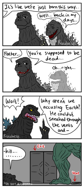 ruubesz-draws: There is one Imposter among Godzilla(s) Who could it be…..?? And look at them 