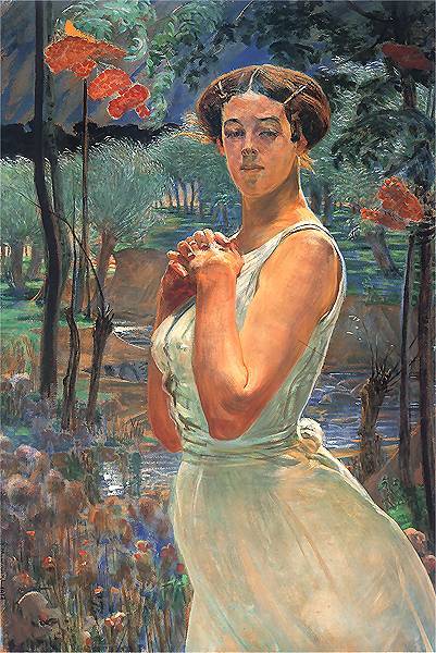 artist-malczewski: A woman in a grove, 1917, Jacek MalczewskiMedium: oil,cardboardwww.wikiar