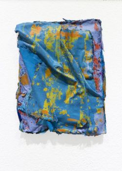 topcat77: Kanchana Gupta Traces and Residues: Orange on Blue #02, 2016 Oil paint burnt stripped off 