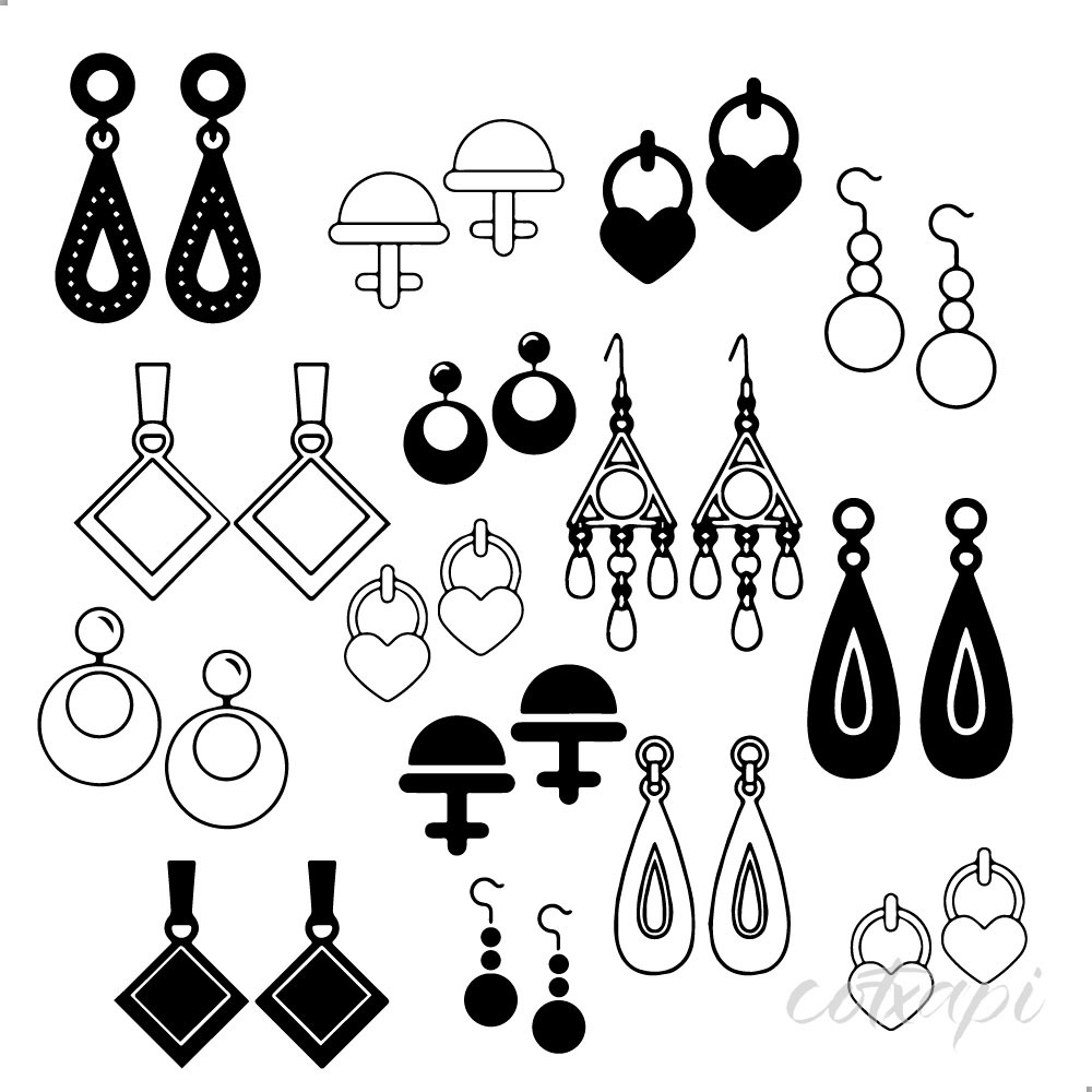 Jewlery items in vector art diamond in vector ring outline art