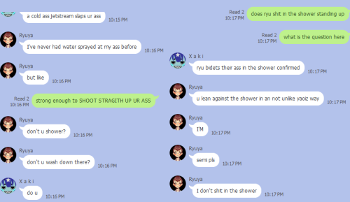 c2oh:  Today’s discussion: shooting water at ur ass to clean.