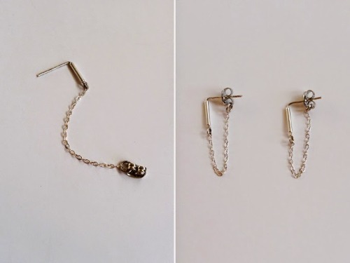 DIY Easy Chain and Bar Earrings Tutorial from Thanks, I Made It These easy earrings combine 3 trends
