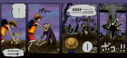 eileithyia-ya:  Luffy giving out tips on zombie survival. Just in time for Halloween! 