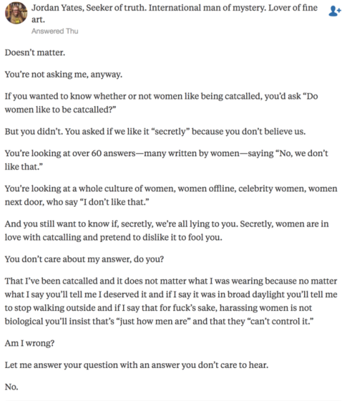 mysticalcoffeequeen:yayfeminism:[Source]This is literally the best answer and straight men still won