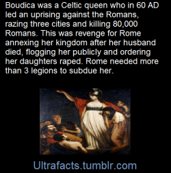 ultrafacts:  Boudica , also known as Boadicea, was queen of the British Iceni tribe, a Celtic tribe who led an uprising against the occupying forces of the Roman Empire.Boudica’s husband Prasutagus was ruler of the Iceni tribe. He ruled as a nominally
