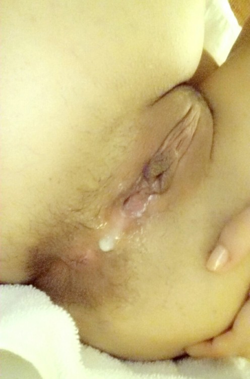 filledfille:  I keep taking pics when Master cums in me… Usually, I don’t bother sharing them, but today he came in me three times and my pussy ended up too sticky not to share  Second to last pic is great. Cum frosted pussy ring.