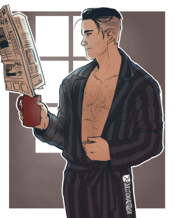 questionartbox: early morning So if I’m not mistaken I saw a certain someone mention something about Percival Graves and morning robes a while back, and the thought stuck :)Art blog: questionartbox 