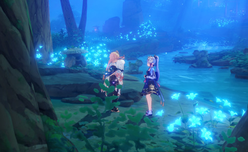 Screenshots of cutscenes from the Ayaka story quest.