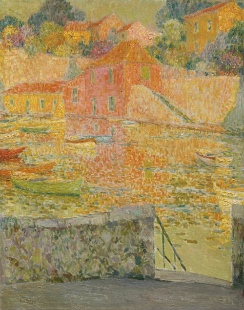 blastedheath:Henri Le Sidaner (French, 1862-1939), Le Port, Saint-Jean-Cap-Ferrat, c.1936-39. Oil an