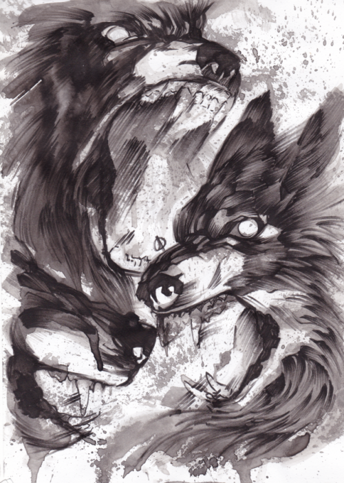 howlingart:Inktober 2017Day 21Ferocious“There were howls, growls and fangs. And then blood.”-Howling