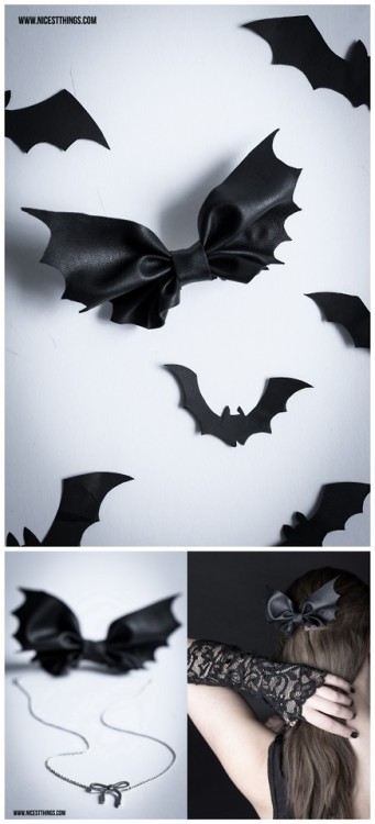 truebluemeandyou:DIY Bat Bow Updated 2019Make this Halloween DIY Bat Bow from leather or pleather. Y