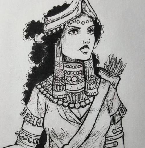 byrsa:My first drawing for Inktober :D The Goddess Inanna