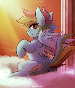 crutonart:  Dashie (collab)Quick collaboration between @foxintwilight and myselfSketch: FoxInShadowColoring/Background: me 