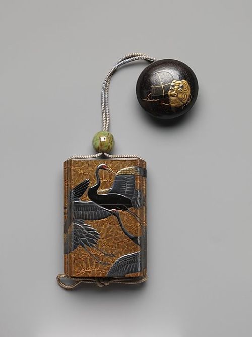 Netsuke and Inrō with Cranes and Pines