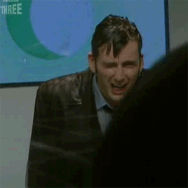 mizgnomer:Behind the Scenes - David Tennant in costume as the Tenth Doctor, but without the Tenth Do