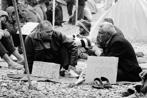 PROTEST IN IDOMENI03.04.2016 idomeni, greece. refugees gather together to protest against the close 