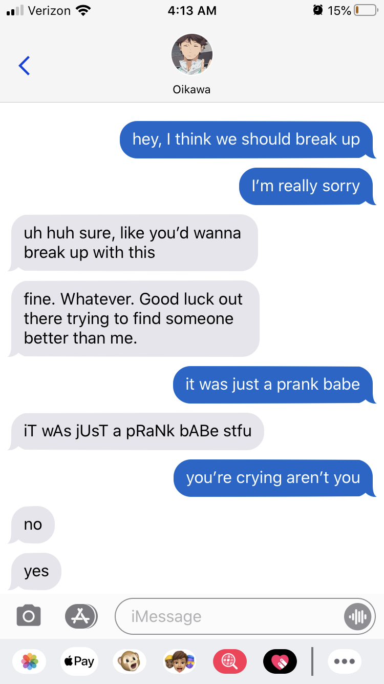 Oreosmama — Break Up Prank (Haikyuu!! Fake Texts)