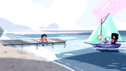 holopearl:  I LOVE HOW THEY’RE ALL ON A TINY LITTLE BOAT TOGETHER WHY ARE THEY ALL SO CUTE HELP   I love their tiny boat, it just like barely fits all of them (especially since Garnet is, like, giant comparatively). How long have they had that boat