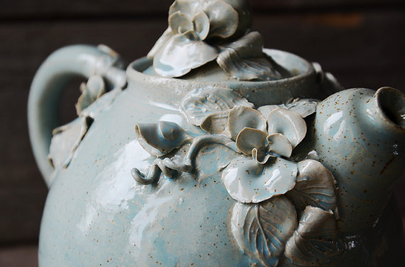 lesstalkmoreillustration:  Handmade Floral Stoneware Teapots By lofficina On Etsy