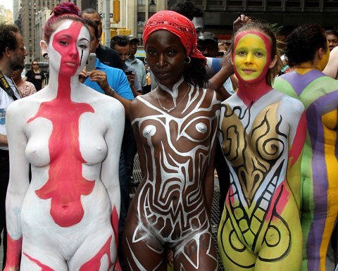 nudism-naturism:  Great body painting picture of @felicitysblog and friends :)